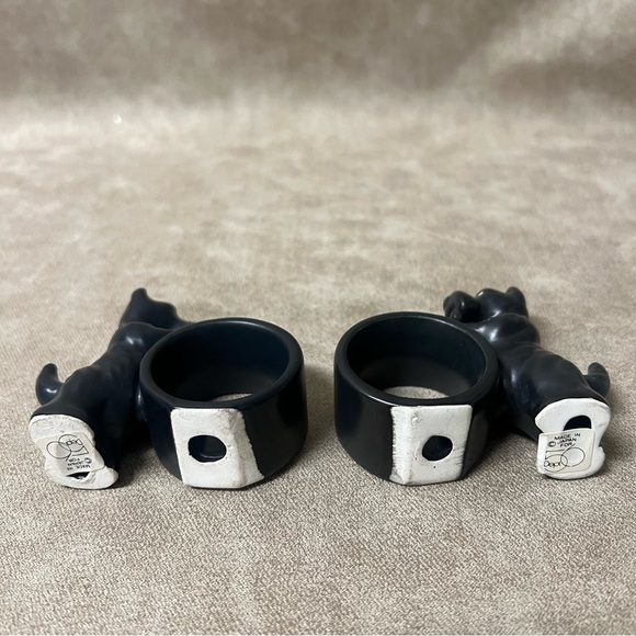 Set 2 Dept 56 Black Scottie Dog Scottish Terrier red ribbon Napkin Rings Japan - Picture 6 of 8